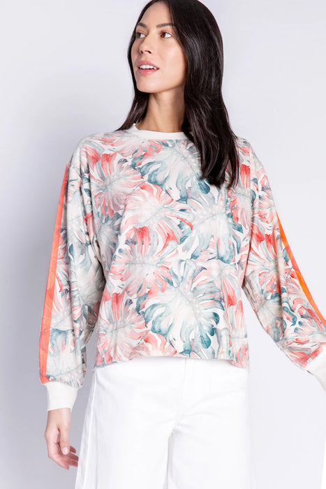 PJ Salvage Ivory Tropic Like It's Hot Long Sleeve Lounge Top RCTHLS