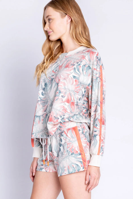 PJ Salvage Ivory Tropic Like It's Hot Long Sleeve Lounge Top RCTHLS