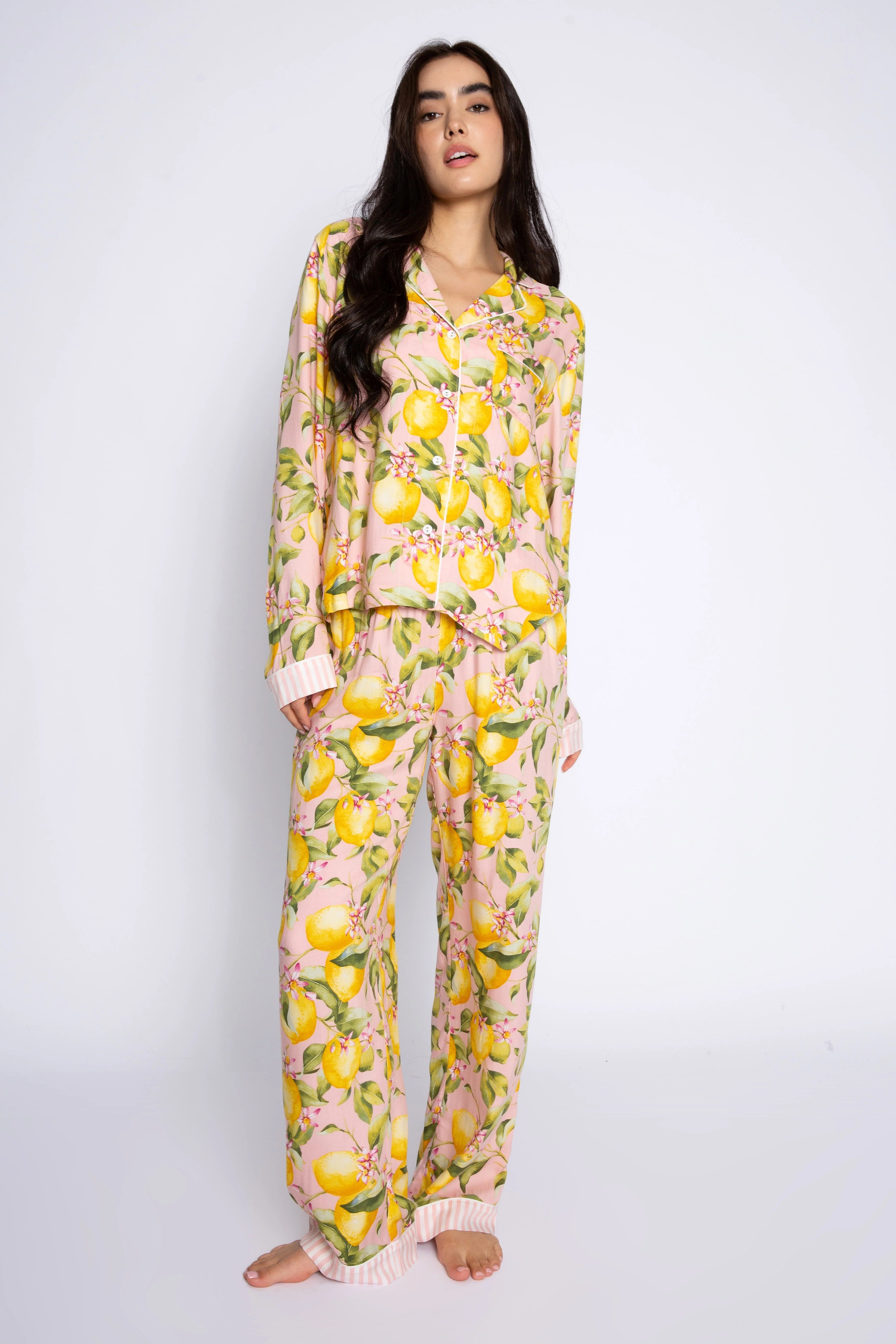 Pj Salvage Tops In Full Bloom Long Sleeve Pajama Top In Pink Dream