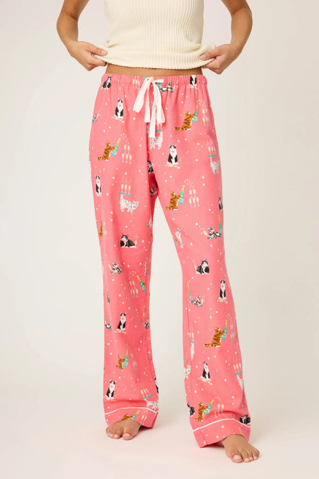PJ Salvage Let's Get Fizzical Cat Print Flannel Pant RUFLP