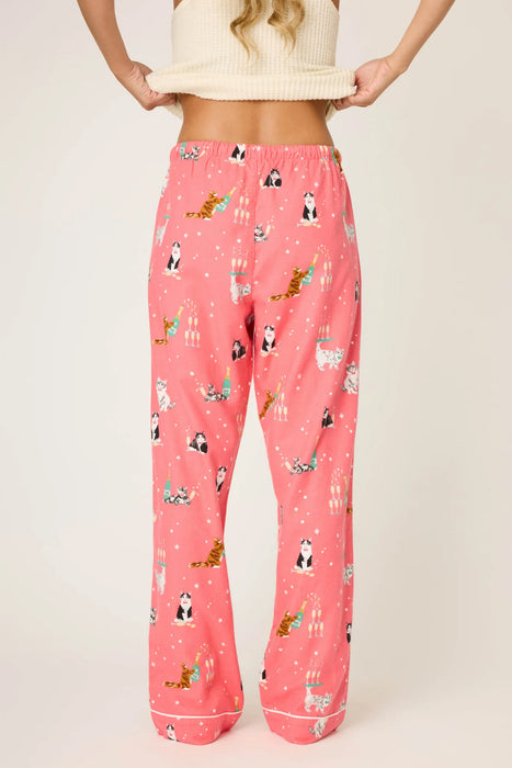PJ Salvage Let's Get Fizzical Cat Print Flannel Pant RUFLP