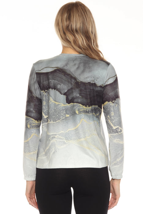 PJ Salvage Multi Black Diamond Marble Long Sleeve Top REBDLS