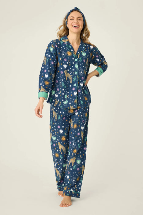 PJ Salvage Navy Wild At Heart Flannel 3-Piece Pajama Set RUFLPJ1