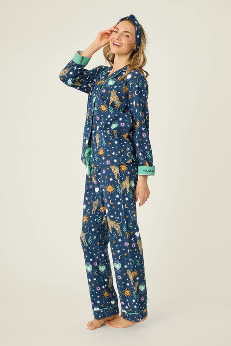 PJ Salvage Navy Wild At Heart Flannel 3-Piece Pajama Set RUFLPJ1