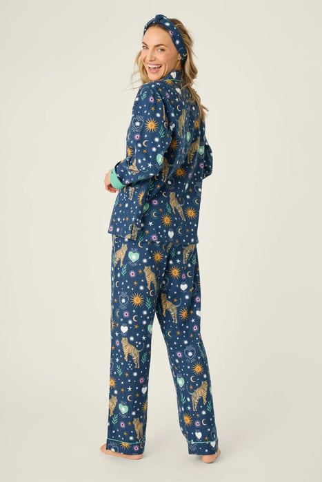 PJ Salvage Navy Wild At Heart Flannel 3-Piece Pajama Set RUFLPJ1