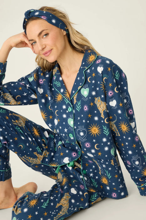 PJ Salvage Navy Wild At Heart Flannel 3-Piece Pajama Set RUFLPJ1