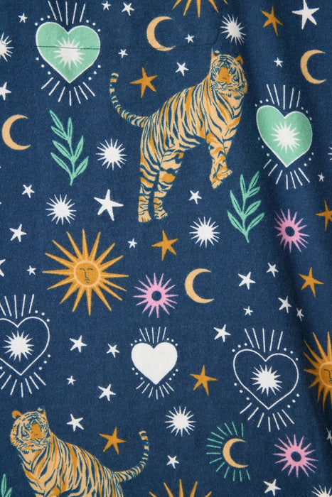 PJ Salvage Navy Wild At Heart Flannel 3-Piece Pajama Set RUFLPJ1