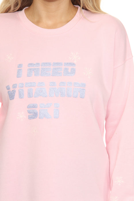 PJ Salvage Pastel Pink I Need Vitamin Ski Lounge Top RLVSLS2