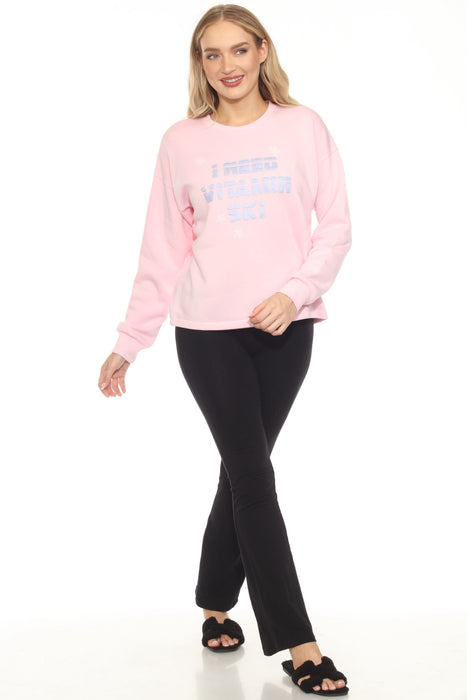 PJ Salvage Pastel Pink I Need Vitamin Ski Lounge Top RLVSLS2