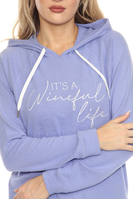 PJ Salvage Periwinkle It's A Wineful Life Hoodie RGWLHD