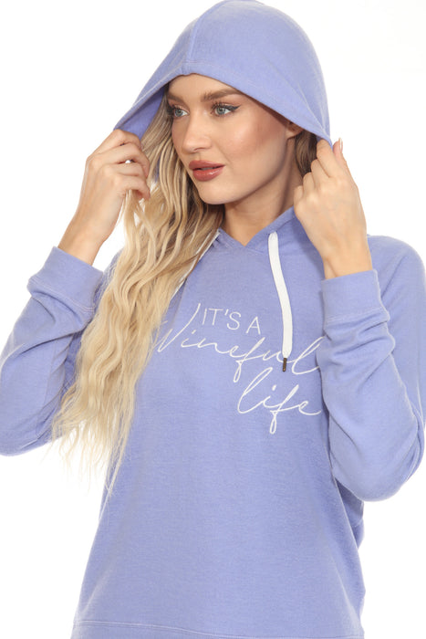 PJ Salvage Periwinkle It's A Wineful Life Hoodie RGWLHD