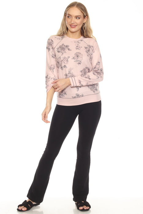 PJ Salvage Pink Clay La Vie En Rose Long Sleeve Lounge Top RELVLS