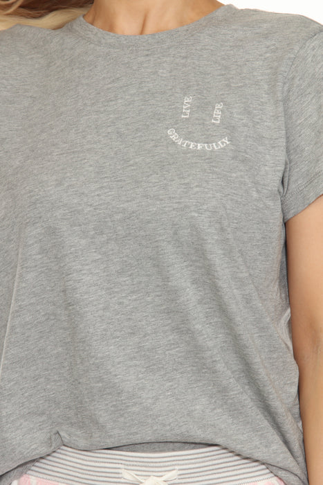 PJ Salvage Pink Dream Live Life Gratefully Short Pajama Set RMLGST5