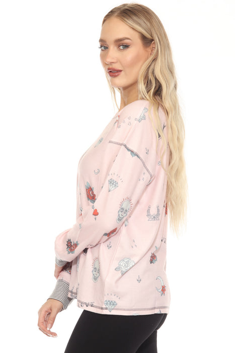 PJ Salvage Pink Mist Livin On The Edge Lounge Top RKLELS1