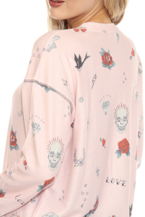 PJ Salvage Pink Mist Livin On The Edge Lounge Top RKLELS1