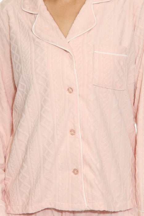 PJ Salvage Pink Tint Very Terry Cable Crew Pajama Top RNVTLS1