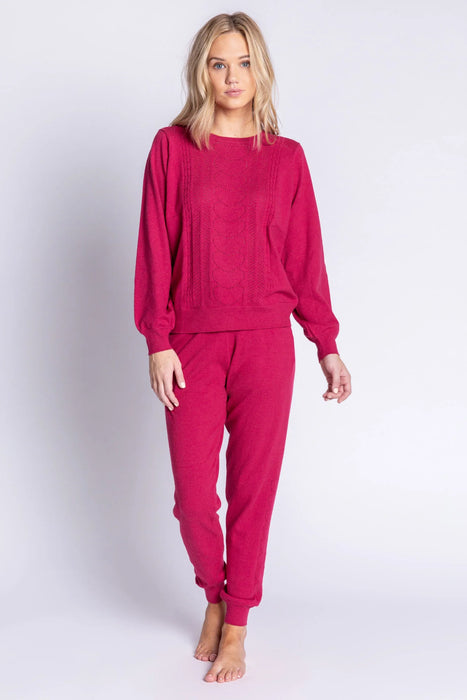 PJ Salvage Pretty In Pointelle Long Sleeve Lounge Sweater Top RBPILS