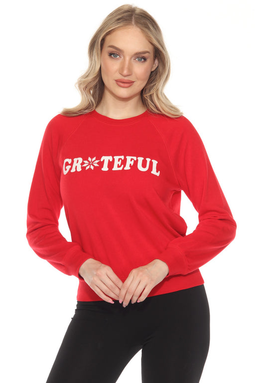 PJ Salvage Style RFHHLS3 Red Grateful Long Sleeve Lounge Top
