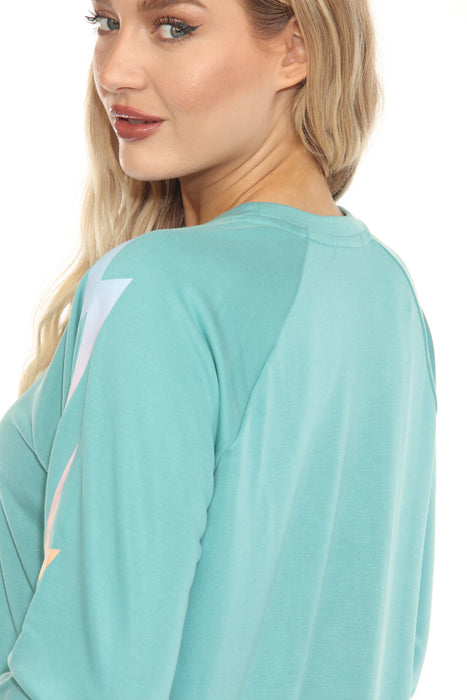 PJ Salvage Sea Green Gradient Vibes Long Sleeve Lounge Top RKGGLS1
