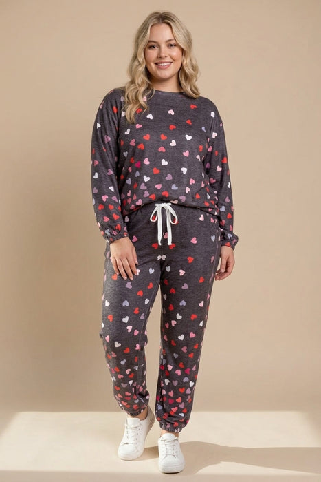 PJ Salvage Slate Kiss Me Goodnight Long Sleeve Lounge Top RBKGLSX Plus Size*
