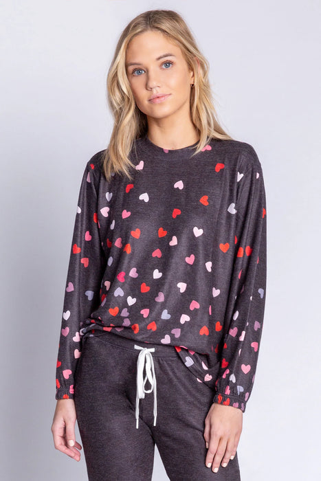 PJ Salvage Slate Kiss Me Goodnight Long Sleeve Lounge Top RBKGLS