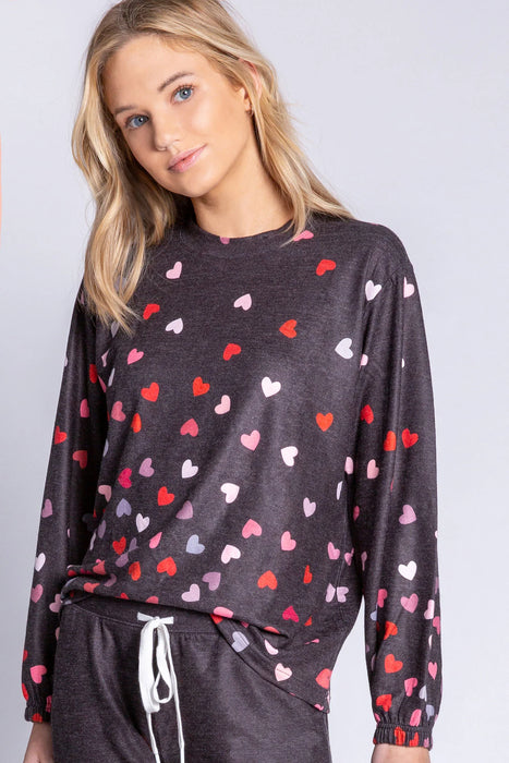 PJ Salvage Slate Kiss Me Goodnight Long Sleeve Lounge Top RBKGLS