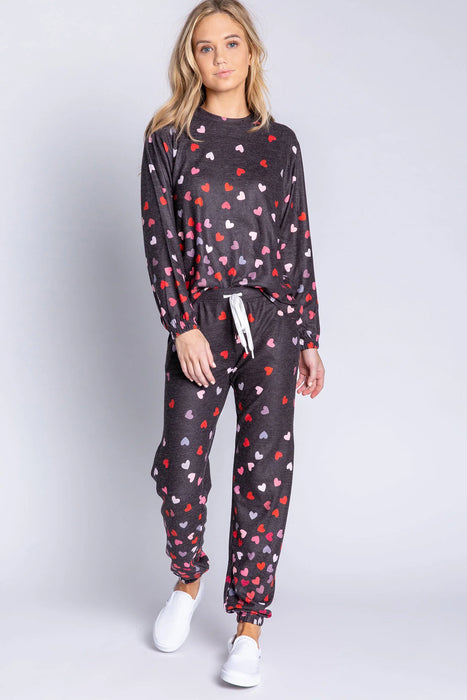 PJ Salvage Slate Kiss Me Goodnight Long Sleeve Lounge Top RBKGLS