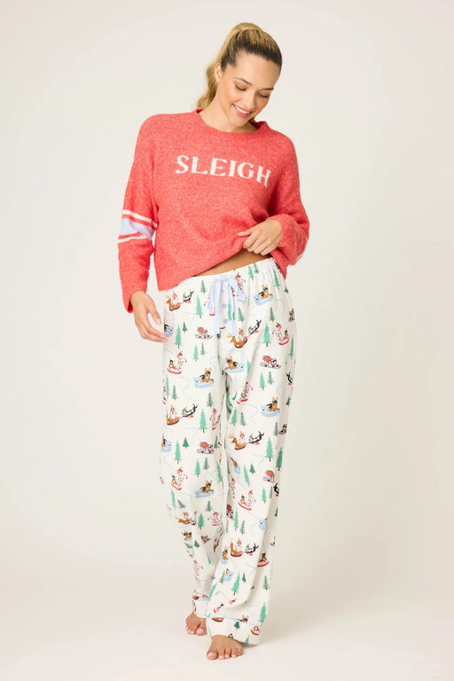 PJ Salvage Sleigh All Day Winter Print Flannel Pant RUFLP