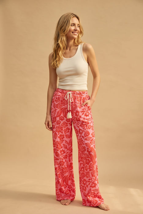 PJ Salvage Sorbet Bali Bay Floral Open Leg Pajama Lounge Pant RUBAP