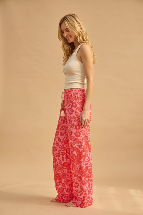 PJ Salvage Sorbet Bali Bay Floral Open Leg Pajama Lounge Pant RUBAP