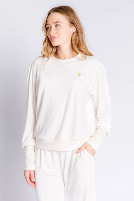 PJ Salvage Stone Velour Vanity Long Sleeve Lounge Top RAVVLS