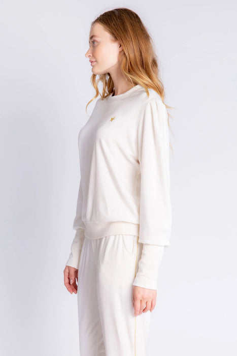 PJ Salvage Stone Velour Vanity Long Sleeve Lounge Top RAVVLS