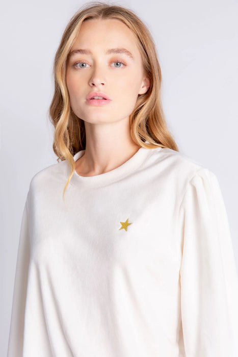 PJ Salvage Stone Velour Vanity Long Sleeve Lounge Top RAVVLS