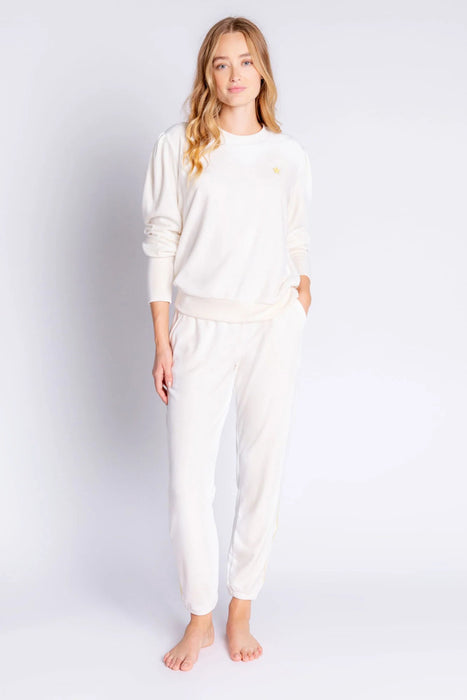 PJ Salvage Stone Velour Vanity Long Sleeve Lounge Top RAVVLS