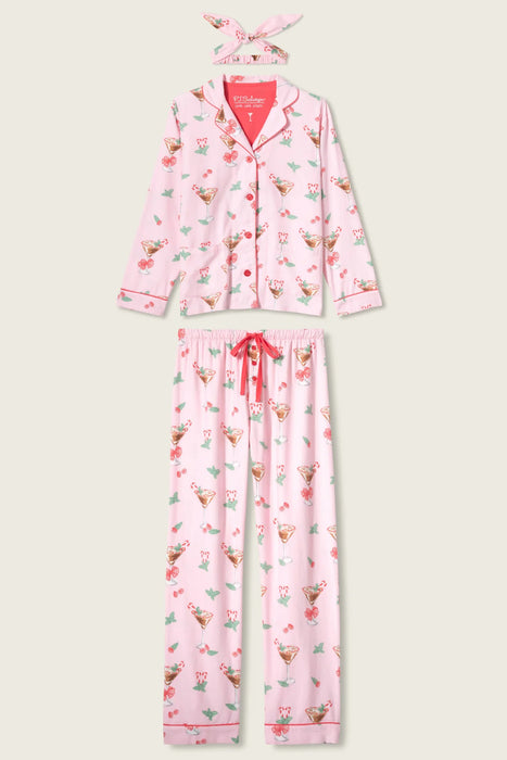 PJ Salvage Tini Time Drink Print 3-Piece Flannel PJ Set RUFLPJ