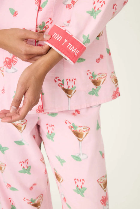 PJ Salvage Tini Time Drink Print 3-Piece Flannel PJ Set RUFLPJ