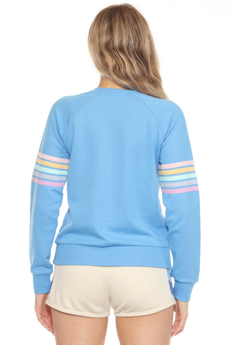 PJ Salvage Tranquil Blue Rainbow Room Long Sleeve Lounge Top RKRRLS