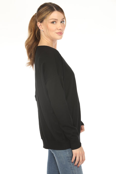 Planet by Lauren G Cut-Out Boat Neck Sweater Top 228K
