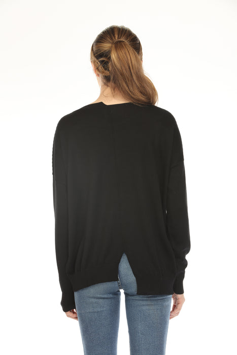 Planet by Lauren G Cut-Out Boat Neck Sweater Top 228K