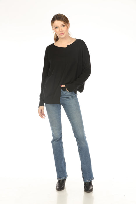 Planet by Lauren G Cut-Out Boat Neck Sweater Top 228K