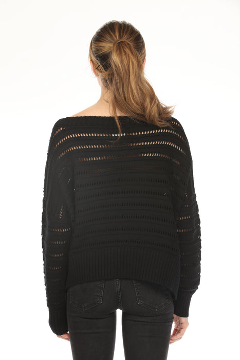 Planet by Lauren G Pima Cotton Loomed Boat Neck Sweater Top 218KT