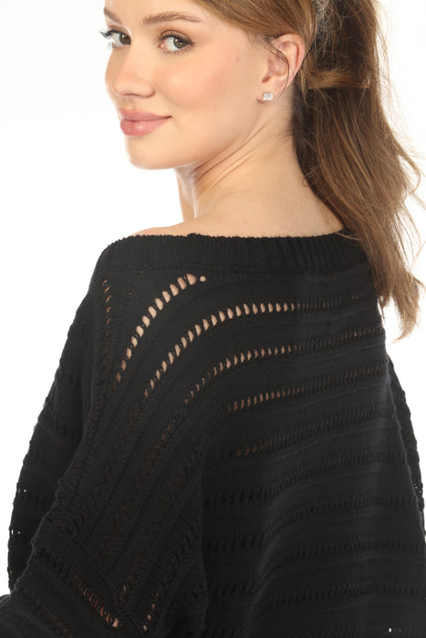 Planet by Lauren G Pima Cotton Loomed Boat Neck Sweater Top 218KT