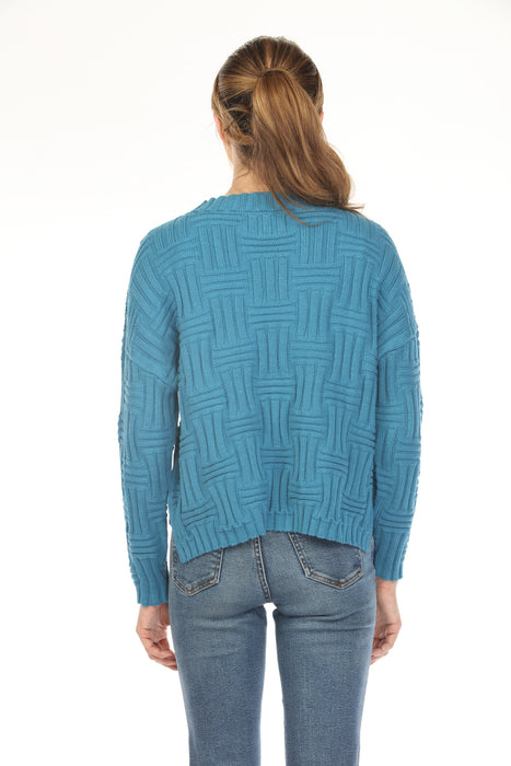 Planet by Lauren G Cotton Weavie Crew Neck Sweater Top 173KT