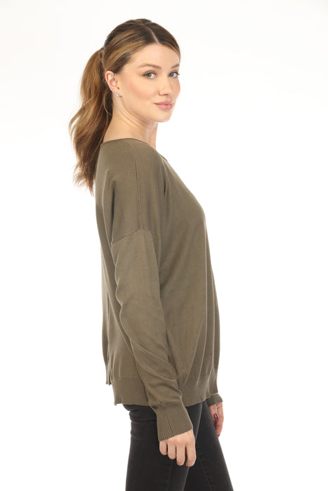 Planet by Lauren G Cut-Out Boat Neck Sweater Top 228K