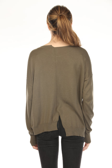 Planet by Lauren G Cut-Out Boat Neck Sweater Top 228K