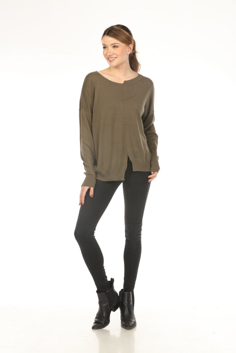 Planet by Lauren G Cut-Out Boat Neck Sweater Top 228K