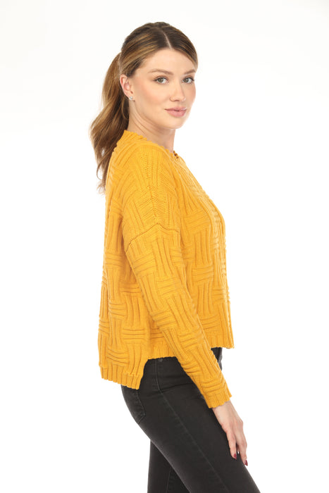 Planet by Lauren G Cotton Weavie Crew Neck Sweater Top 173KT