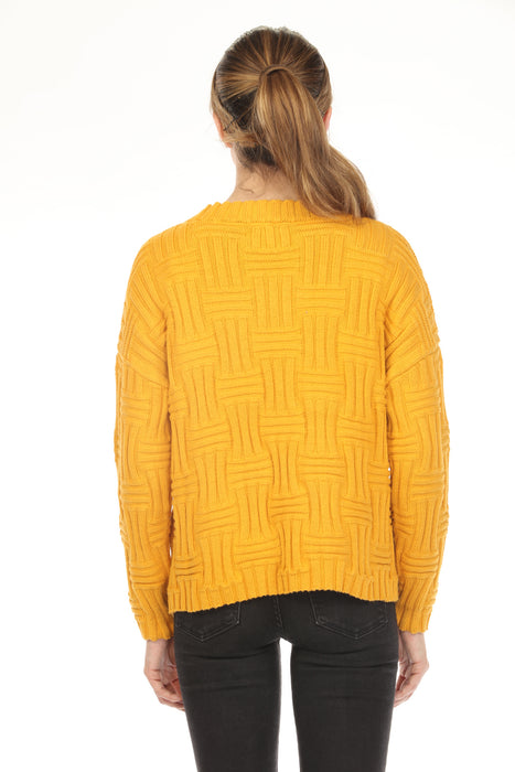 Planet by Lauren G Cotton Weavie Crew Neck Sweater Top 173KT