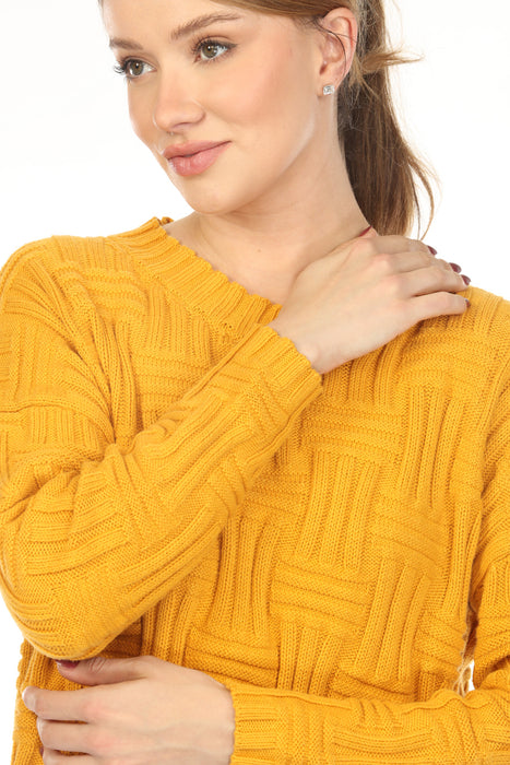 Planet by Lauren G Cotton Weavie Crew Neck Sweater Top 173KT