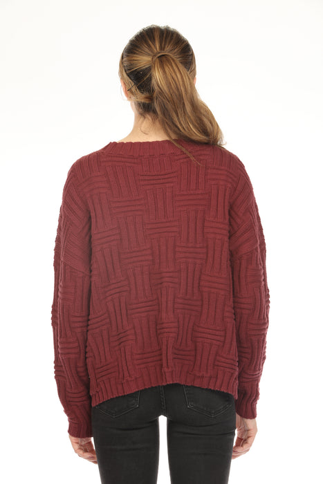 Planet by Lauren G Cotton Weavie Crew Neck Sweater Top 173KT